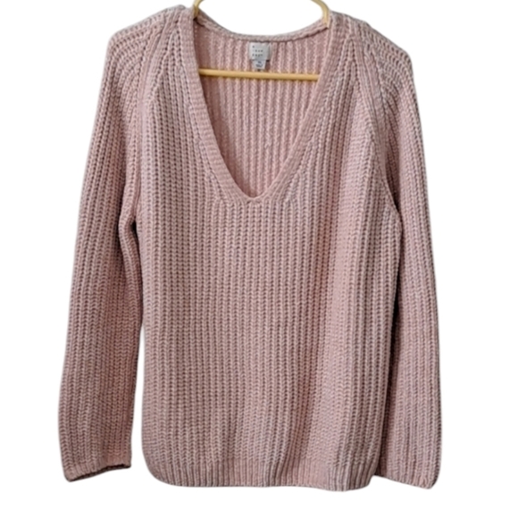 a . new . day  Women's Soft Pullover Knitted Sweater Beige/Pink V-Neck  S… - Picture 1 of 6